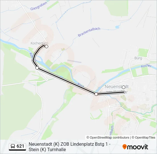 621 Bus Line Map