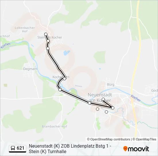 621 Bus Line Map