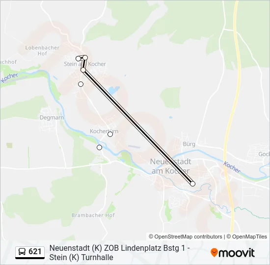 621 Bus Line Map