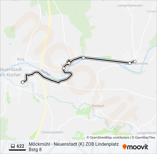 622 Bus Line Map