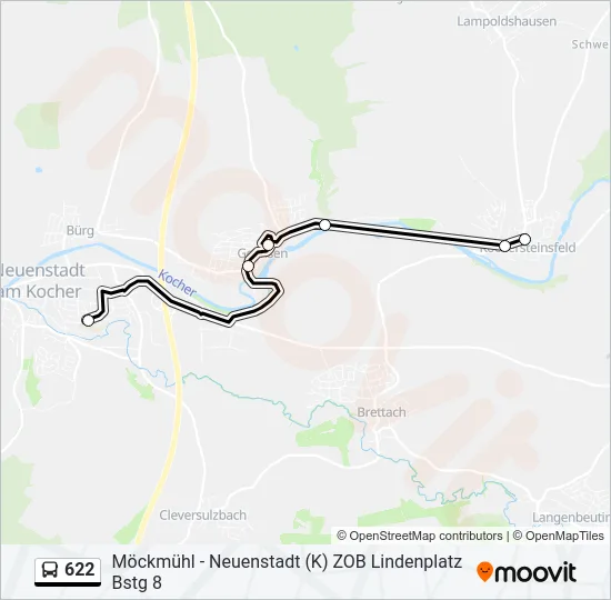 622 Bus Line Map