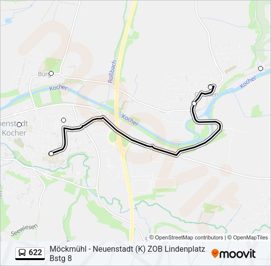 622 Bus Line Map