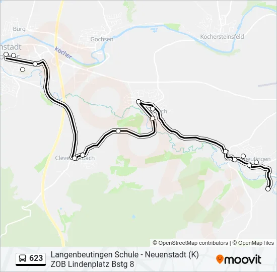 623 Bus Line Map
