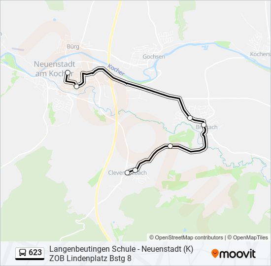 Автобус 623: карта маршрута