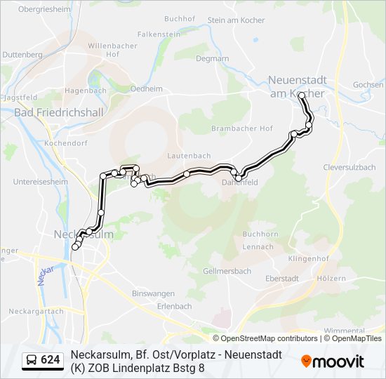 624 Bus Line Map