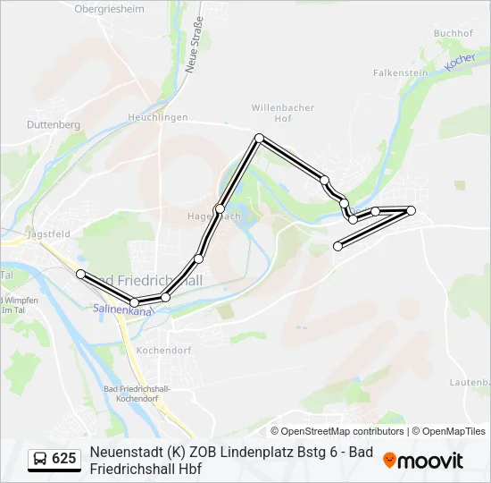 625 Bus Line Map