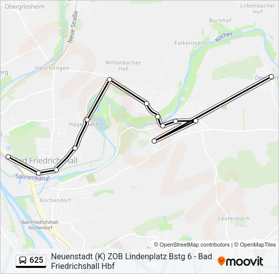 625 Bus Line Map