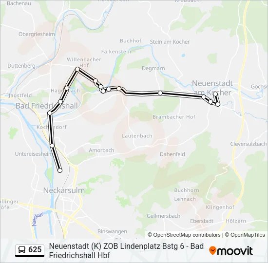 625 Bus Line Map
