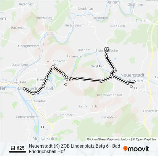 625 Bus Line Map
