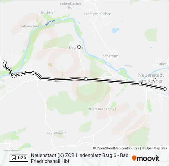 625 Bus Line Map