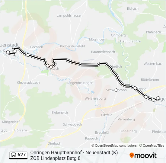 627 Bus Line Map