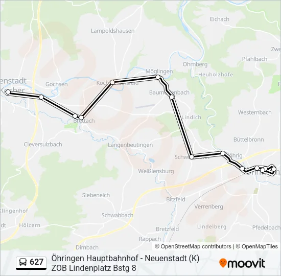 627 Bus Line Map