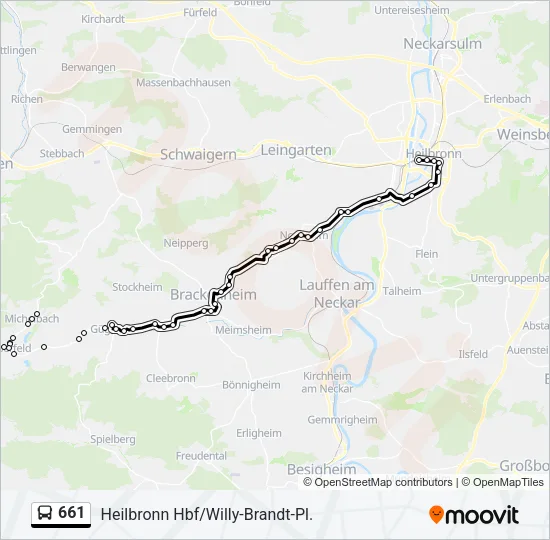 661 Bus Line Map