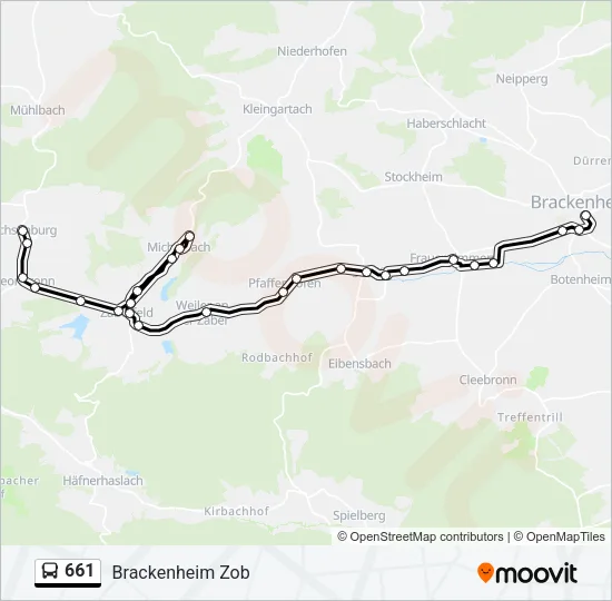 661 Bus Line Map