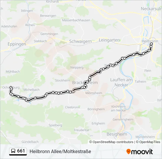 661 Bus Line Map