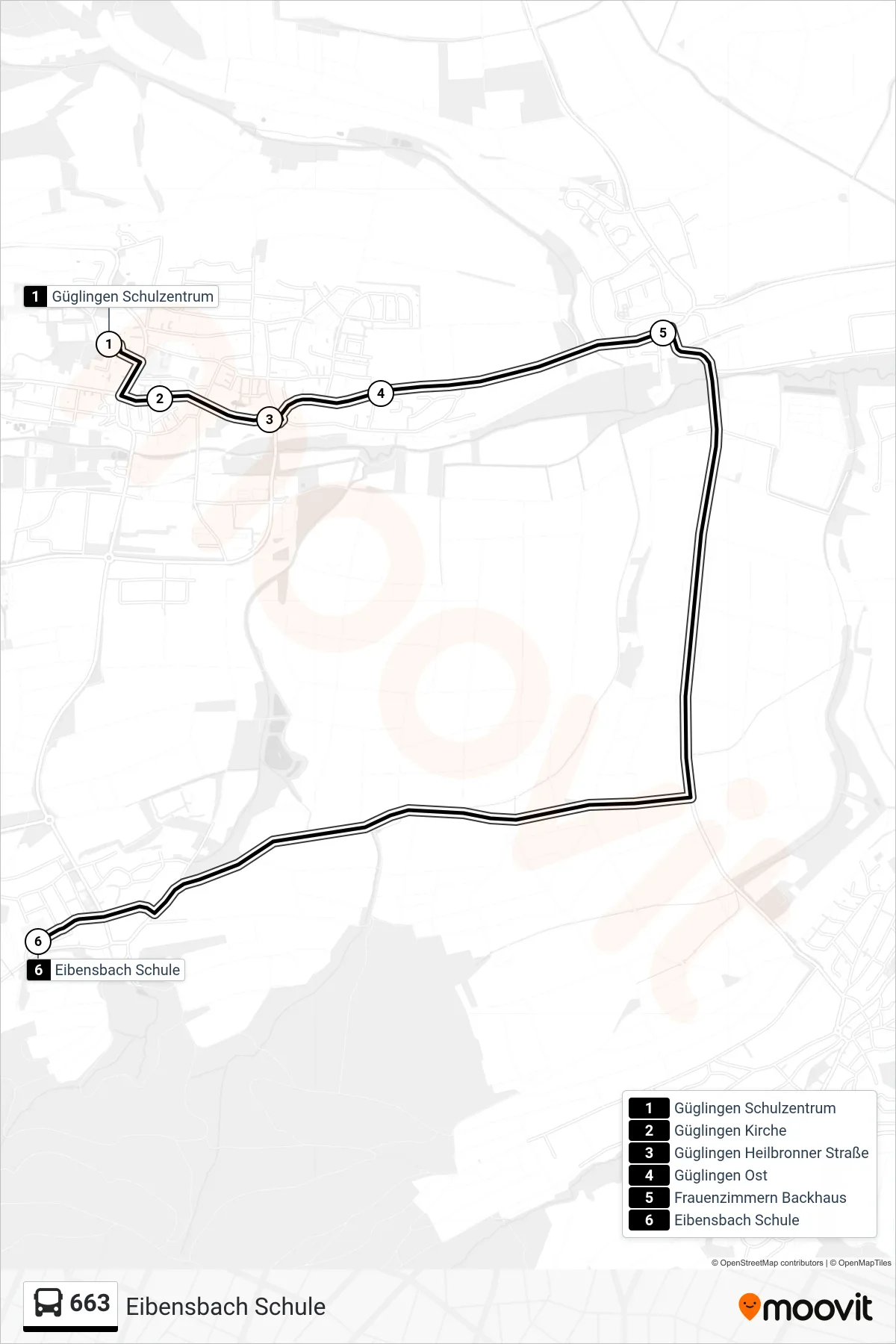Linie 663 (Bus) Richtung Eibensbach Schule: Route und Haltestellen auf der Karte
