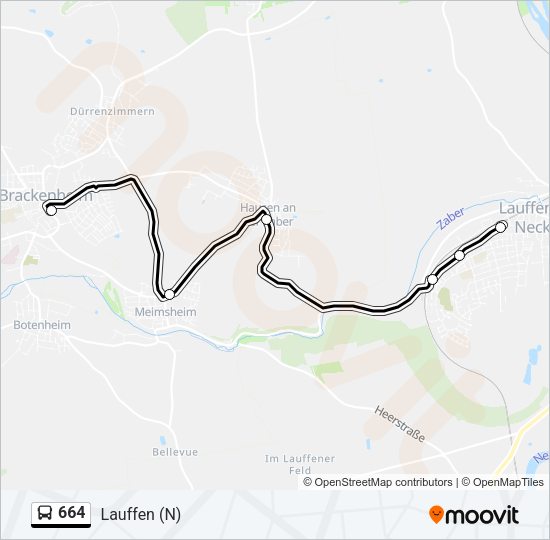 664 Bus Line Map