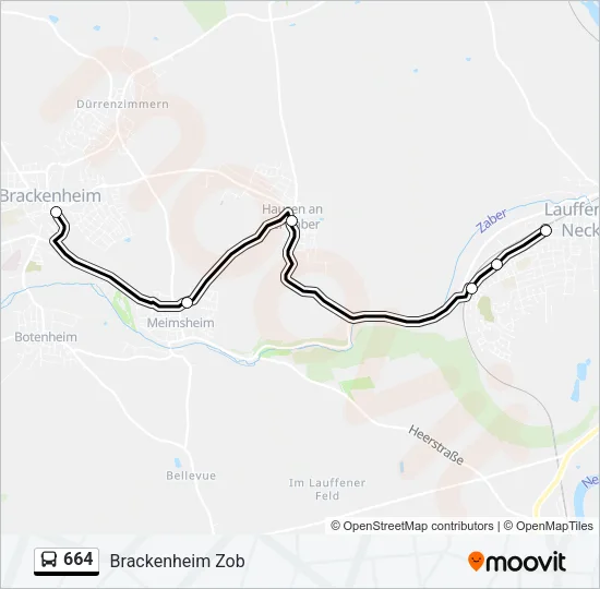 664 Bus Line Map