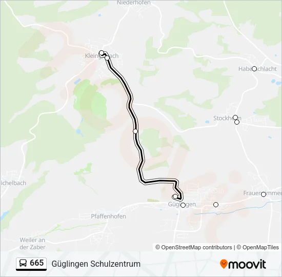 665 Bus Line Map
