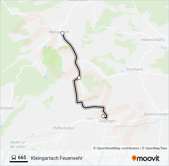 665 Bus Line Map