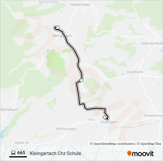 665 Bus Line Map