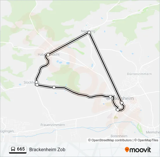 665 Bus Line Map