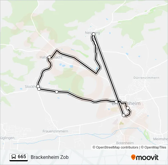 665 Bus Line Map