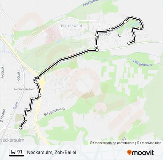 91 Bus Line Map