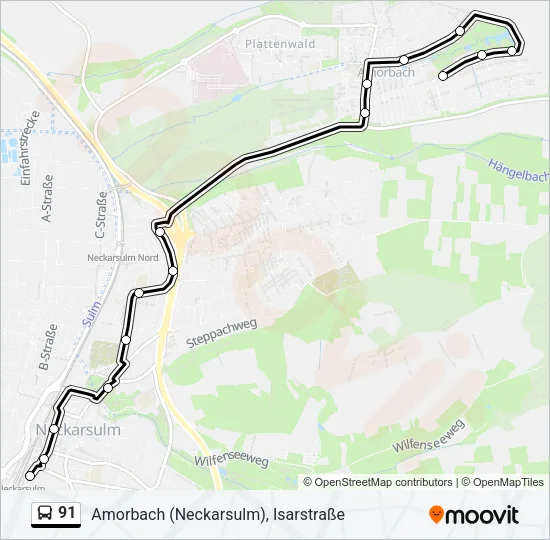 91 Bus Line Map