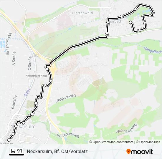 91 Bus Line Map