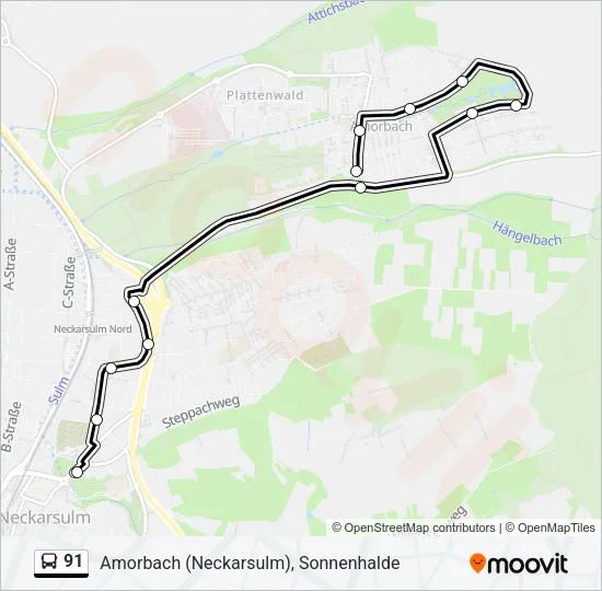 91 Bus Line Map