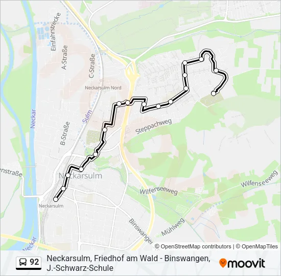92 Bus Line Map