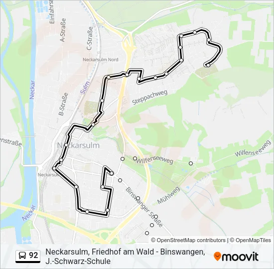 92 Bus Line Map
