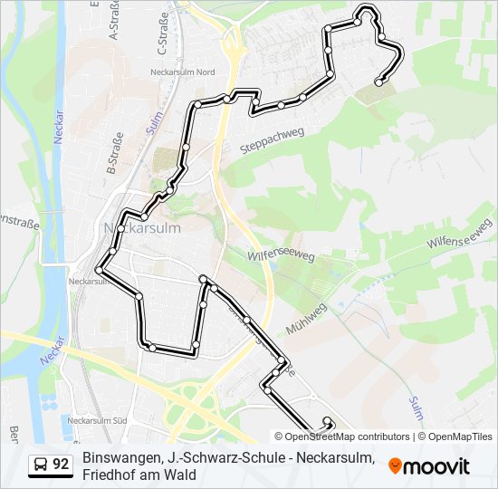 92 bus Line Map