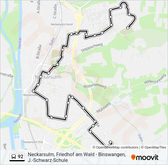 92 Bus Line Map