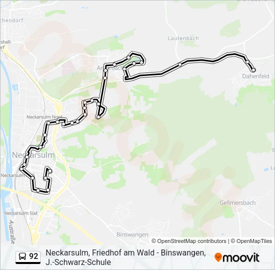92 Bus Line Map