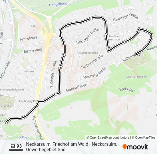 93 Bus Line Map