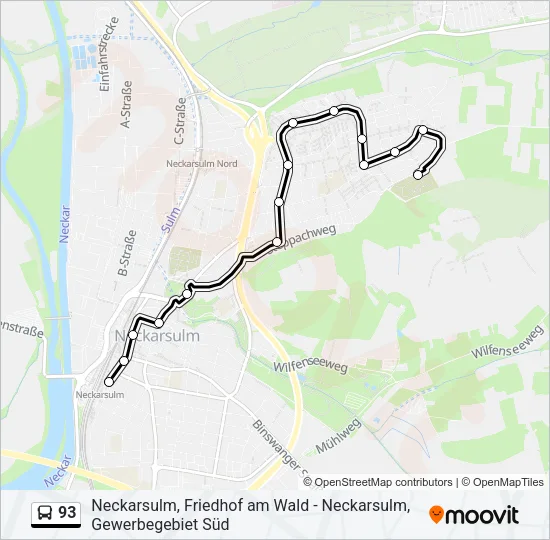 93 Bus Line Map