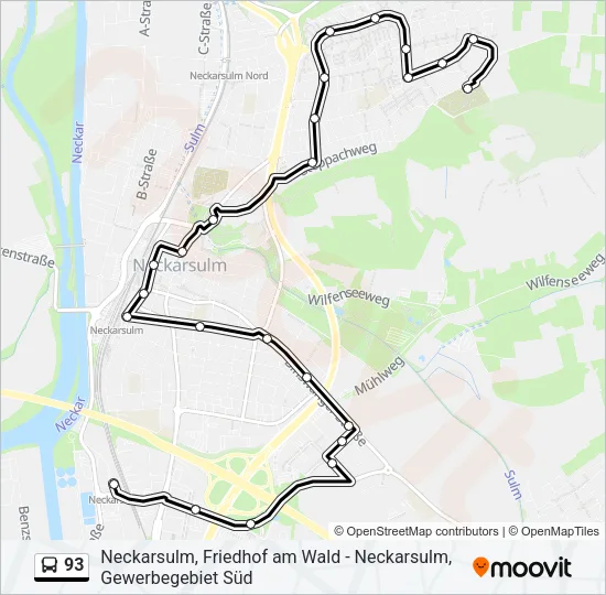 93 Bus Line Map