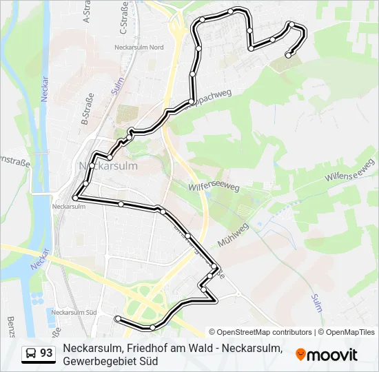 93 Bus Line Map