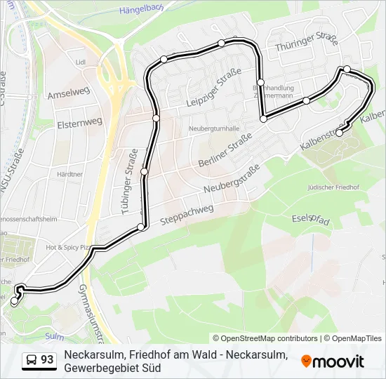 93 Bus Line Map