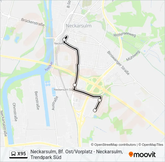 X95 Bus Line Map