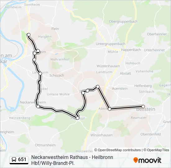 651 Bus Line Map
