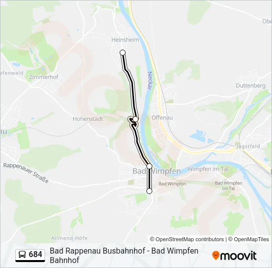 684 Bus Line Map