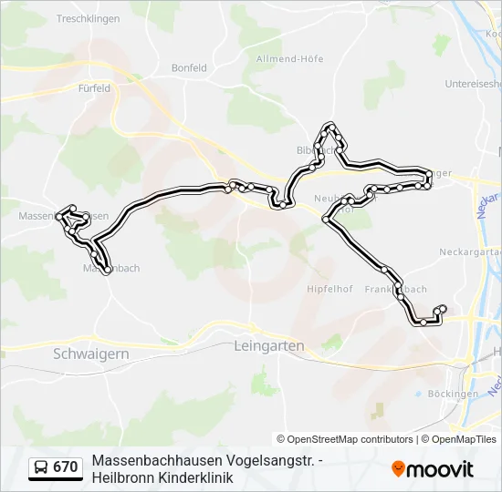 670 Bus Line Map