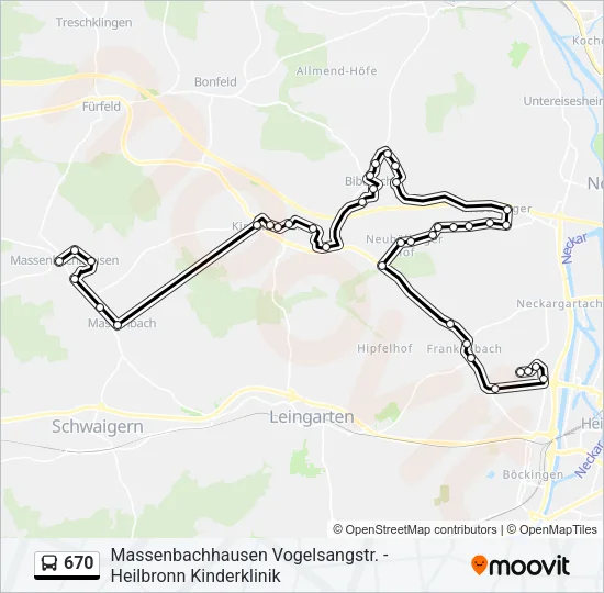 670 Bus Line Map