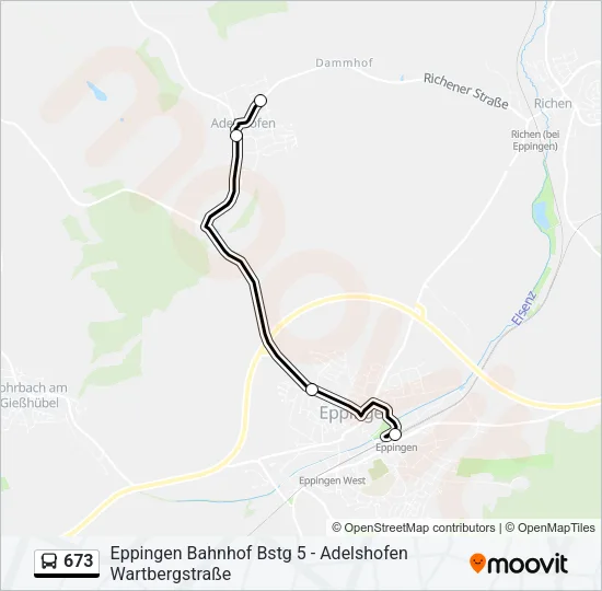 673 Bus Line Map