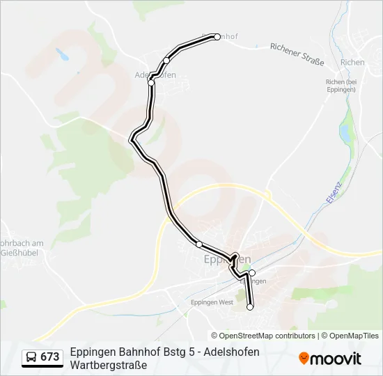 673 Bus Line Map