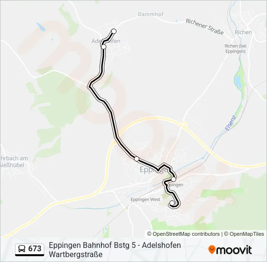 673 Bus Line Map