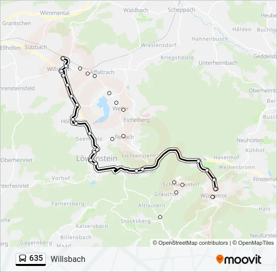 635 Bus Line Map
